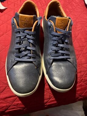 Cole Haan Navy Leather Sneakers with Tan Accents